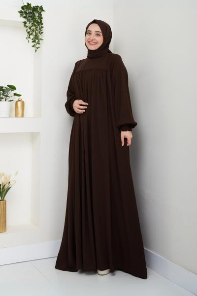 İnci Tanesi Elbise Acı Kahve