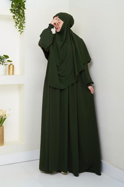 İnci Tanesi Elbise  Haki