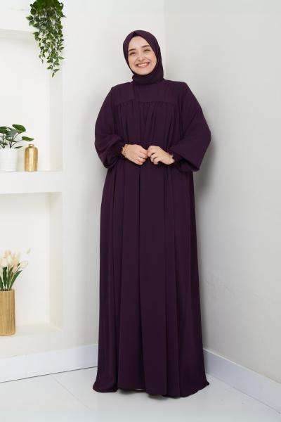 İnci Tanesi Elbise  Mürdüm