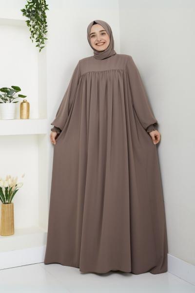 İnci Tanesi Elbise Vizon